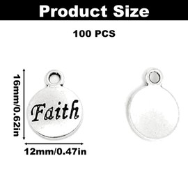 100PCS Faith Message Shape Alloy Charms, Antique Silver Pendants Findings, Zipper Anklet Pendants Bulk, Creative Alloy Charms for Necklace Bracelet Earrings Jewelry Making DIY Crafts