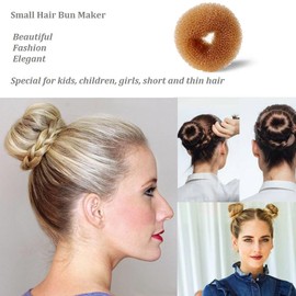 SQULIGT 12 Pcs Small Hair Bun Maker, Small Hair Donut Set for Kids Girls Women, Hair Donut Bun Maker Tool for Short and Thin Hair Crown Shapers Accessories (Size S/ 2.3 Inch, Light Brown)
