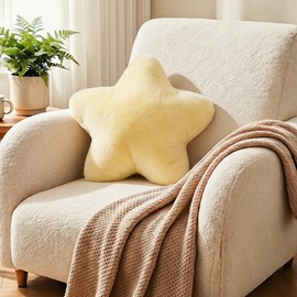 Nmkopzy 15.4 Inch Star Pillow Cute Yellow Decorative Throw Pillows for Couch Bed Sofa, Aesthetic Star Shaped Soft Floor Cushions for Living Room Bedroom Decor (Goose Yellow, 15.4" x 15.4")