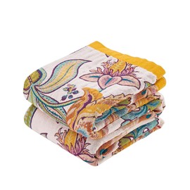 XIBLC Boho Throw Blanket for Bed, 100% Cotton Soft Rustic Quilt Fall Blanket, 50"x60" Floral Printed Farmhouse Decor Bed Blankets, All Season Rustic Reversible Bohemian Throw Quilt