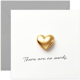 Sorry For Your Loss Cards for Friends and Family - Condolences Card, Bereavement - Sorry For Your Loss - 'No Words' Heartfelt Sentimental Quote - Beautiful Gold Heart Thinking of You Card for Them