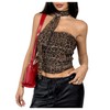 MakeMeChic Women's Strapless Leopard Mesh Tube Top Sleeveless Ruched Bandeau
