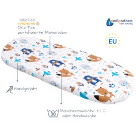 Medi Partners Fitted Sheet for Pram, 86 x 40 cm, 100% Cotton Mattress Protector (Boho Animals)
