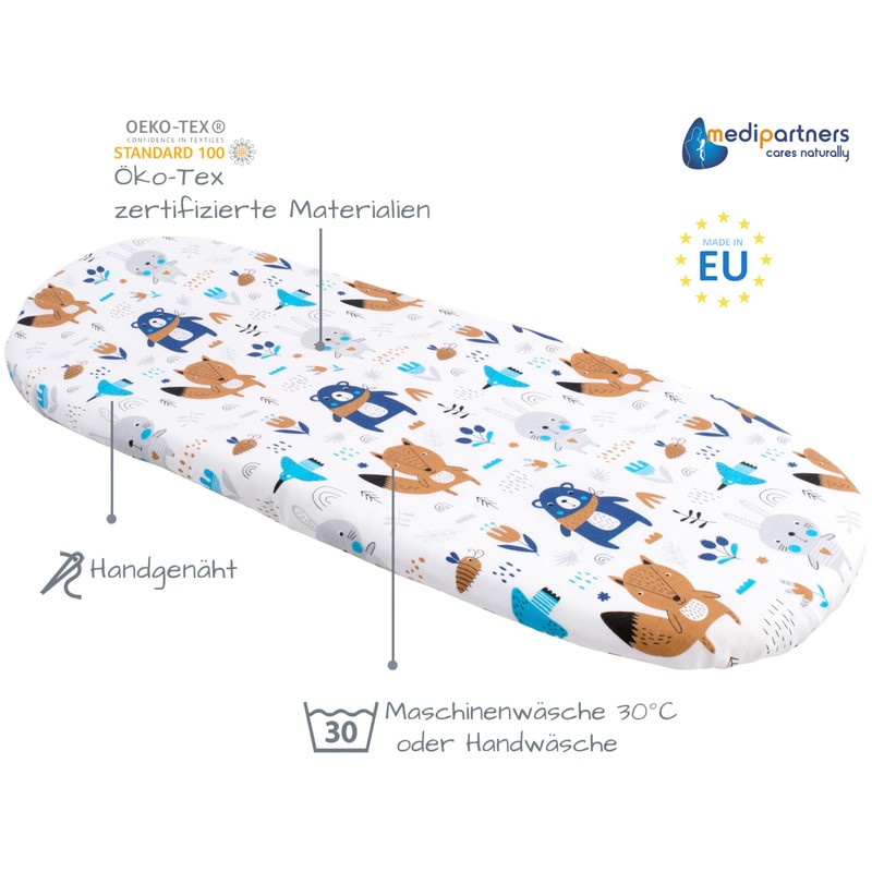Medi Partners Fitted Sheet for Pram, 86 x 40 cm,