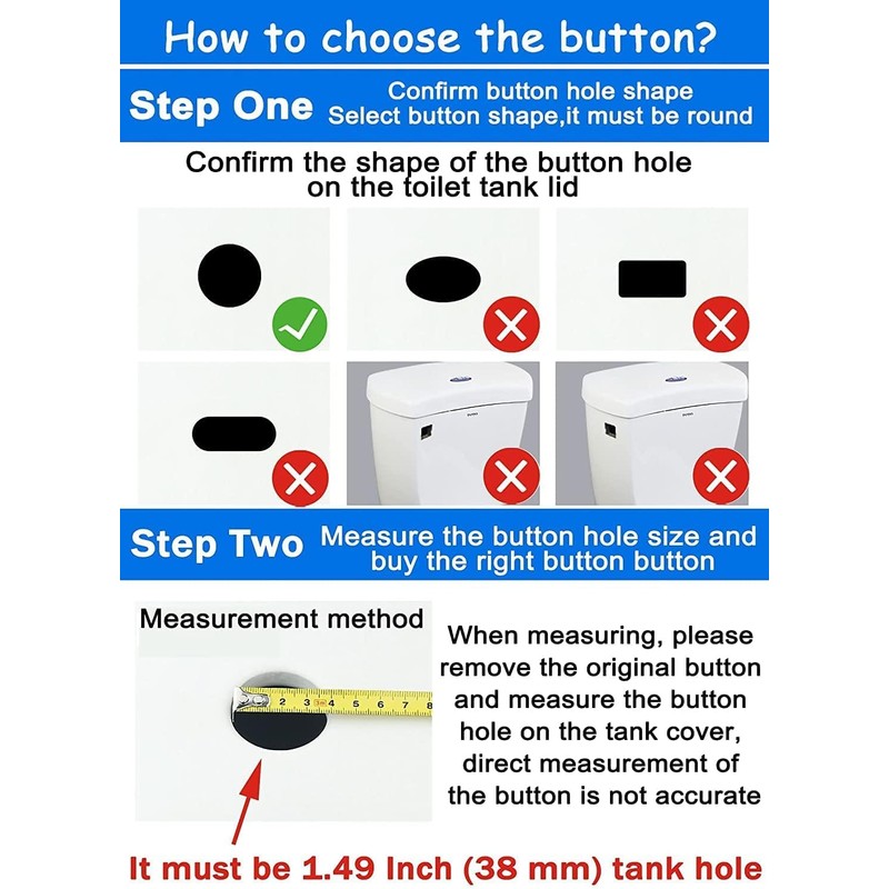 Toilet Tank Button, Dual Push Flushing Toilet Button Replacement Toilet