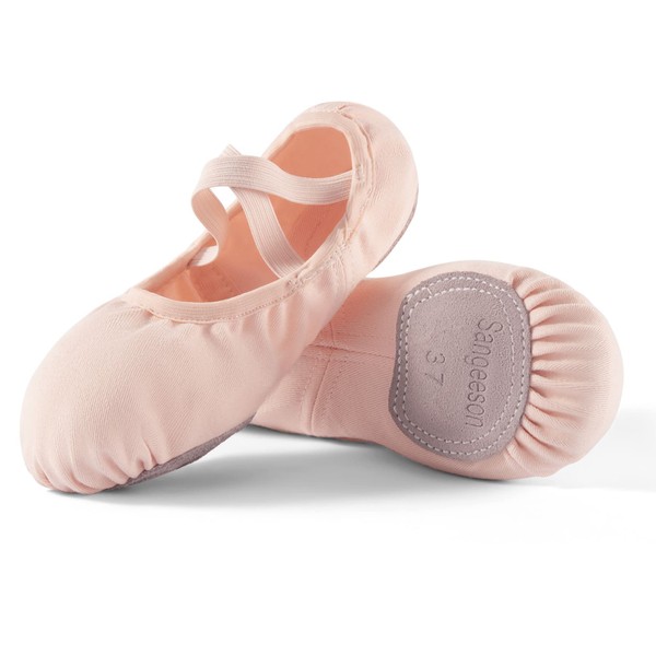 Dance Women's Ballet Shoes Stretch Canvas Performa Dance Slippers Split Sole for Girls/Adult, Size 9, Pink