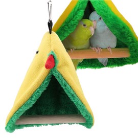 GOTOTOP Bird Hammock Bird Parrot Triangle Plush Hammock Cage Happy Tent Bed Hanging Cave Toy Bird Teepee Tent 5.5x3.9x7.1in