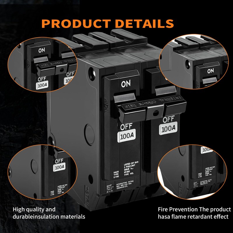 THQL2100 Circuit Breaker 100 Amp 2-Pole, Plug-in Mount, Thermal Magnetic