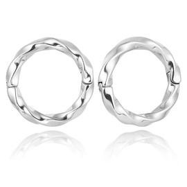 LADEMAYH 2Pcs 6 Gauge Earrings Ear Weights for Stretched Ears, Twist Hoop 6g Earrings for Women,Silver Surgical Steel 4mm Ear Hangers Dangle Gauges for Ears Weighted Ear Gauges