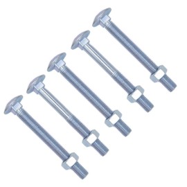 TERF® M8 X 140mm Cup Square Carriage Bolt and Nut M8 (8mm) X 140mm Coach Bolts with Hexagon Nuts - Pack of 5