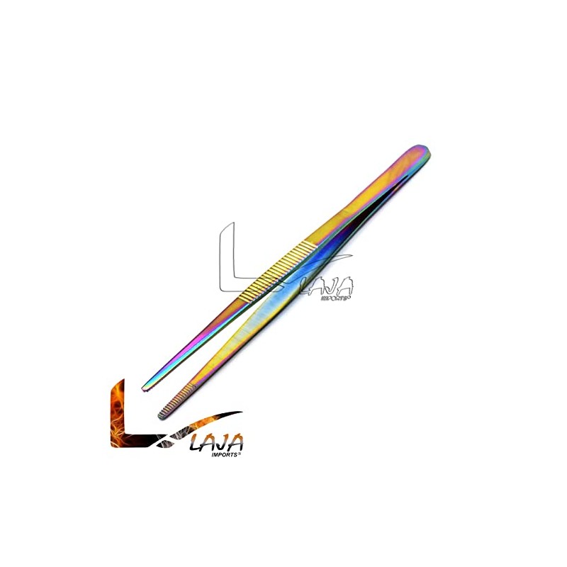 Laja Imports Multi Titanium Rainbow Color Thumb Dressing Forceps Tweezer