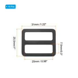 PATIKIL Metal Tri-glide Slide Buckle 25mm, 10 Pcs Zinc Alloy Adjuster Sliders Webbing Strap Fasteners for Bag Belt Dog Collar Harness Backpack, Black