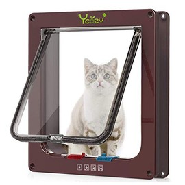 Ycozy Cat Doors (Outer Size 7.9" x 7.6") 4-Way Locking Indoor Pet Door for Interior Exterior Doors, Weatherproof Cat Flap for Kittens & Doggies Easily Install on Door/Wall/Window