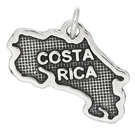 LGU Sterling Silver Oxidized Map of Costa Rica Travel Charm