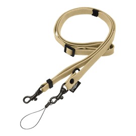 HIGHCAMP 2-Way Neck Strap, Crossbody Shoulder Strap, Approx. 27.6 - 53.1 inches (70 - 135 cm), Adjustable Length for Smartphones, Cell Phones, Drop Prevention, Neck Strap, Made in Japan, natural