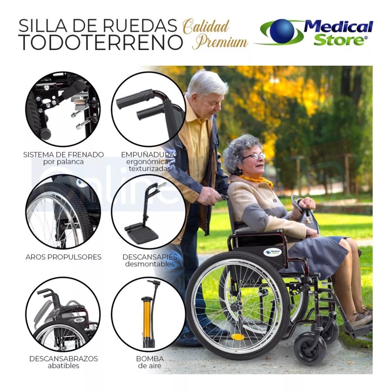 Medical Store Silla De Ruedas Llantas Neumaticas De Lujo Todo