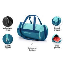 Meteor Sports Bag, Kids, 25 L, Round Bag, Gym Bag Men's Swimming Bag Shoulder Bag Travel Bag Holiday Bag Small Fitness Bag, Women's Strap Bag Sports Bags, Children's School Gym Bag, Boys, multicolour, 25 l