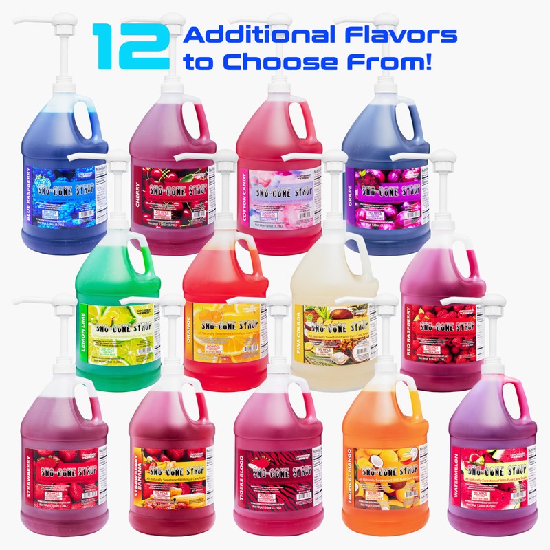 Concession Express Pure Cane Sugar Sno-Cone Syrup w/pump (Blue Raspberry)