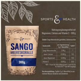 Sango Sea Coral Powder in Large Pack of 300 g - With Natural Calcium and Natural Magnesium in 2:1 Ratio