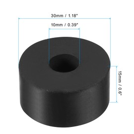 PATIKIL Anti-Vibration Washers 30mm Outer Diameter 10mm Inner Diameter 15mm Thickness 8pcs Rubber Round Anti-Mechanical Damping Foot Pad Black