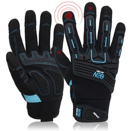 DEX FIT Work Gloves MG310 Impact, Durable, Heavy Duty Grip, Anti-Vibration, Shock Absorbing, Comfort Fit, Touchscreen Capable, Washable; Black S (7) 1 Pair