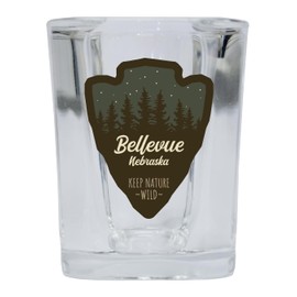 R and R Imports Bellevue Nebraska Camping Souvenir 2 Oz Shot Glass Square Base Arrowhead Design 2 Pack
