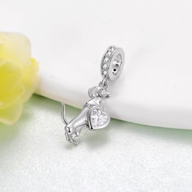 SVODEA Dachshund Charm 925 Sterling Silver Wiener Dog Charm Cute Animal Dog Jewelry Gifts for Women, No, Sterling Silver, No Gemstone
