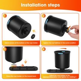 Kayak Cup Holder,Multi-Functional and Anti-toppling Cup Holder for Kayak,Drinks Holder, Fishing Tool, Kayak Track Mount Install (Rubber Tab Design) 2PCS