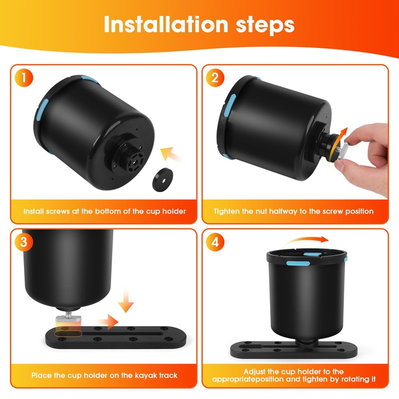 Kayak Cup Holder,Multi-Functional and Anti-toppling Cup Holder for Kayak,Drinks Holder,