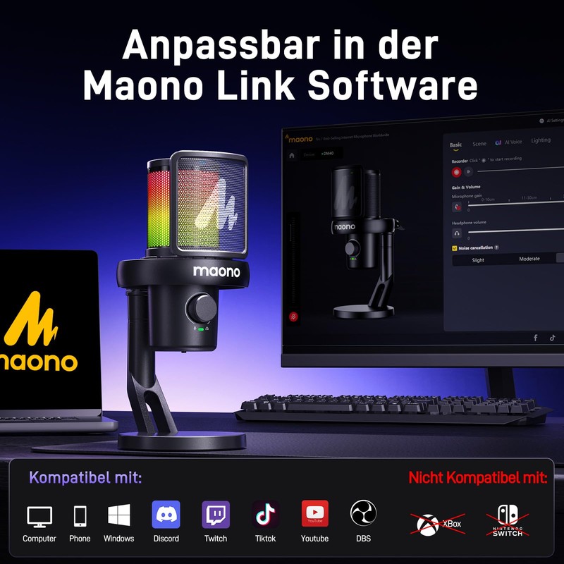 MAONO DM40 Gaming USB Microphone, Black