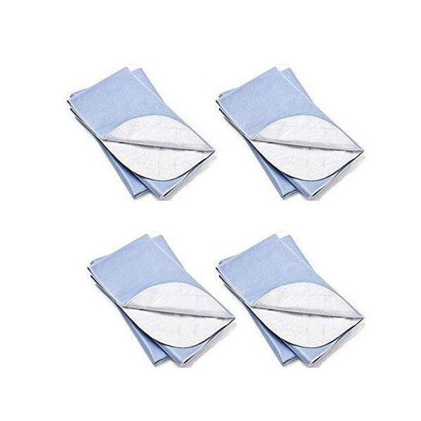 4 Pack 30 x 36 Washable Bed Pads/Reusable Incontinence Underpads Ideal for Children and Adults Wholesale Incontinence Protection/Blue Cloth Chucks Bed Pads Washable