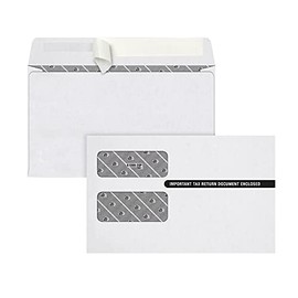 TOPS 2 Up 1099 Envelopes, For 1099 MISC, 1099 R, 1099 INT, 1099 DIV, 1098, Peel & Seal Double Window Security Envelopes, 5-5/8 x 9, 24-Pk (TX2222PS-2)