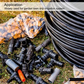 sourcing map Plastic Irrigation Hose Connector 24.5 mm with Barb for 21 mm - 24 mm ID Hoses Black Pack of 5