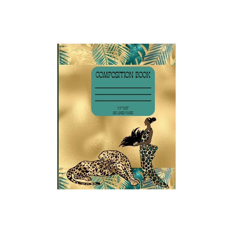 Tropical teal and gold composition notebook