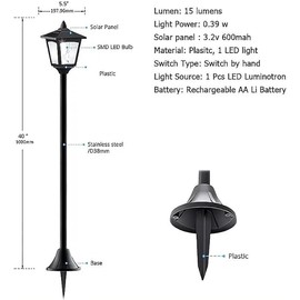 40" Solar Flame Lanterns, IP65 Waterproof Outdoor Post Lights with 3D Flickering Flame, Dusk to Dawn Solar Column Lights for Garden, Driveway, Patio, Yard Decor（1/2 Pack） (2)