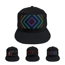 Sxhlseller DIY LED Hats, Programmable LED Caps Full Color Display Message, Smart Hat BT APP Control, Adjustable LED Baseball Cap for Hip Hop Street Dance Party Bar Gifts