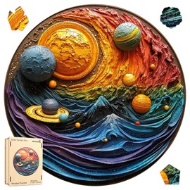 Space Puzzles for Adults 500 Pieces, Solar System Sky Wooden Jigsaw Puzzles, Royal, Unique Shape Adult Irregular Wood Puzzles Creative Gift for Adults Family Game(16.5 * 16.5 in)