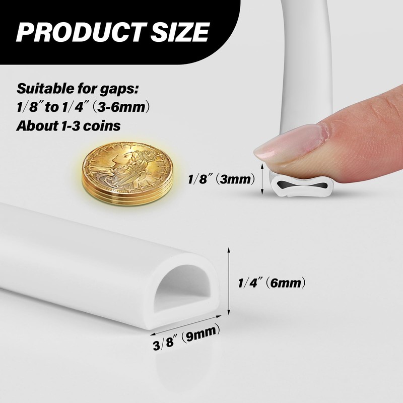 Silicone Weather Stripping Door Seal, 20FT Self Adhesive D-Shaped Door
