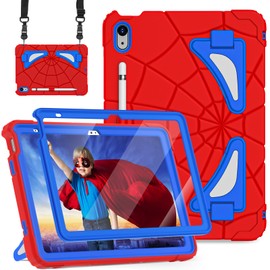 Nitupai Case for iPad 10th Generation Case for Kids 10.9 Inch 2022 10th Gen/iPad A16 11th Generation 11 Inch 2025 Cover with Pen Holder Screen Protector Strap Kids Boys Thickned Cornor, Red Blue
