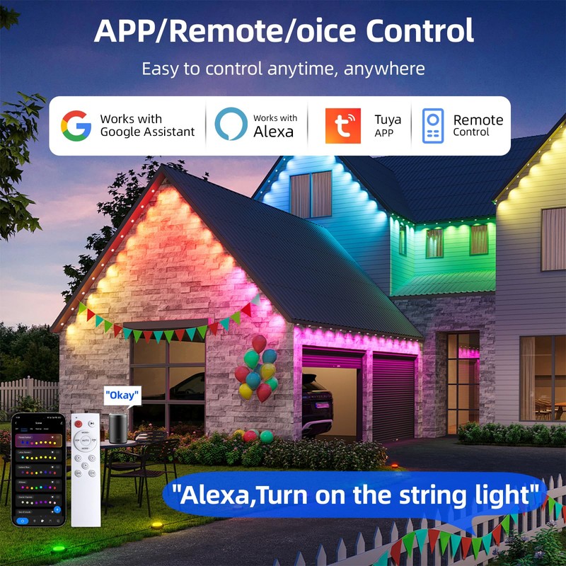 TOHETO Permanent Outdoor Lights Pro, 150ft with 108 RGB LED