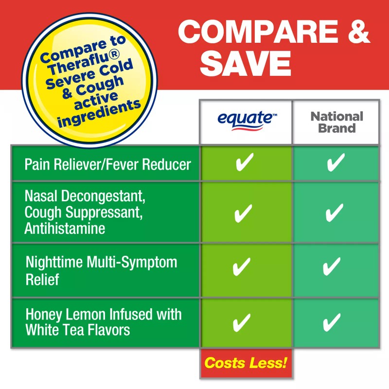 Equate Nighttime Severe Cold Flu & Cough - Honey Lemon