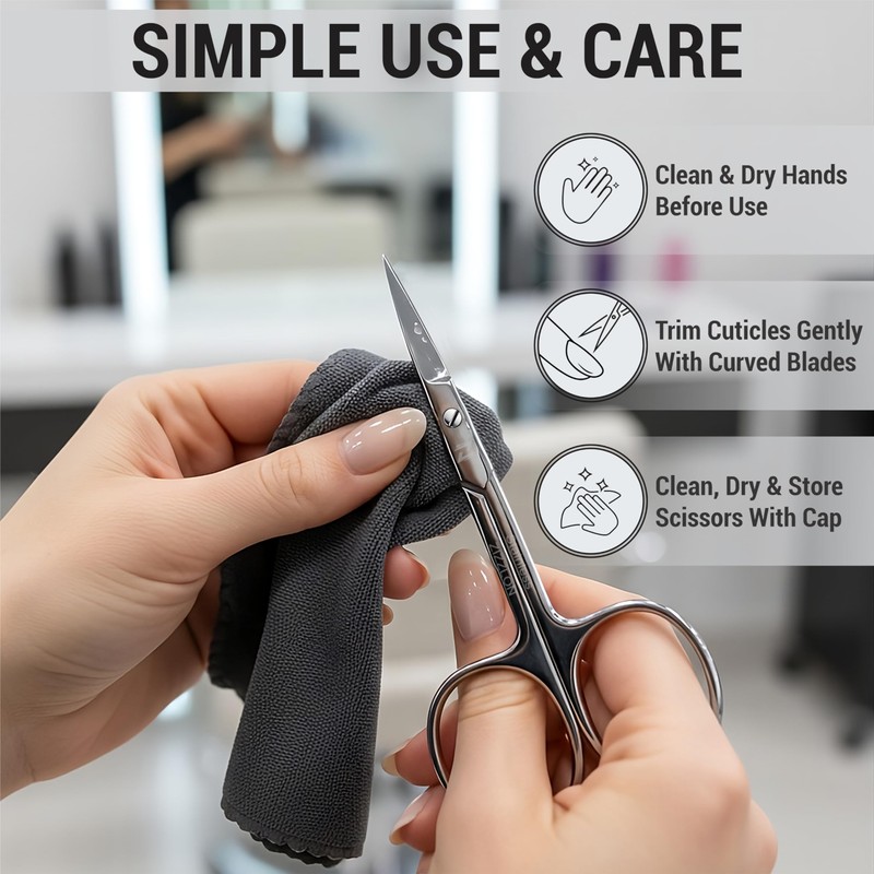 ZIZZLON Cuticle Scissors Extra Fine Curved Stainless Steel Eyebrow Scissors,