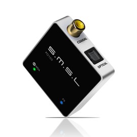 SMSL PO100 2024 192kHz USB to Optical Audio Adapter, XMOS XU316 Type-C USB to SPDIF Optical Coaxial Converters, Portable Digital to Analog Converter for Phone/PC (Silver)