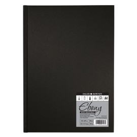 Daler-Rowney Ebony 150gsm A4 Lightly Textured Portrait Hardback Sketchbook, Perfect Bound, 54 White Sheets, Ideal for Professional Artists & Students