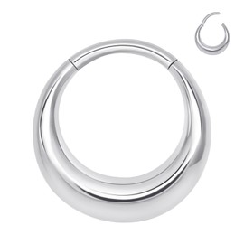 Designfy Stainless Steel Septum Rings Hoop for Women, 10mm Stainless Steel Earrings Segment Nose Rings for Men, Cartilage Clicker Hoop for Helix, Rook, Daith, Tragus, Hypoallergenic