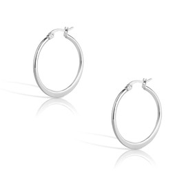 KYOSI Titanium Earrings Womens Large Hoop Earring 1.18 inches Titanium Jewelry for Women non-allergenic (Silver)