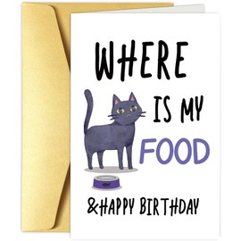 Obbyidk Funny Cat Birthday Card, Hilarious Bday Card for Cat Lover, Humorous Birthday Card for Cat Mom or Cat Dad, Cat Birthday Card for Son Nephew Daughter