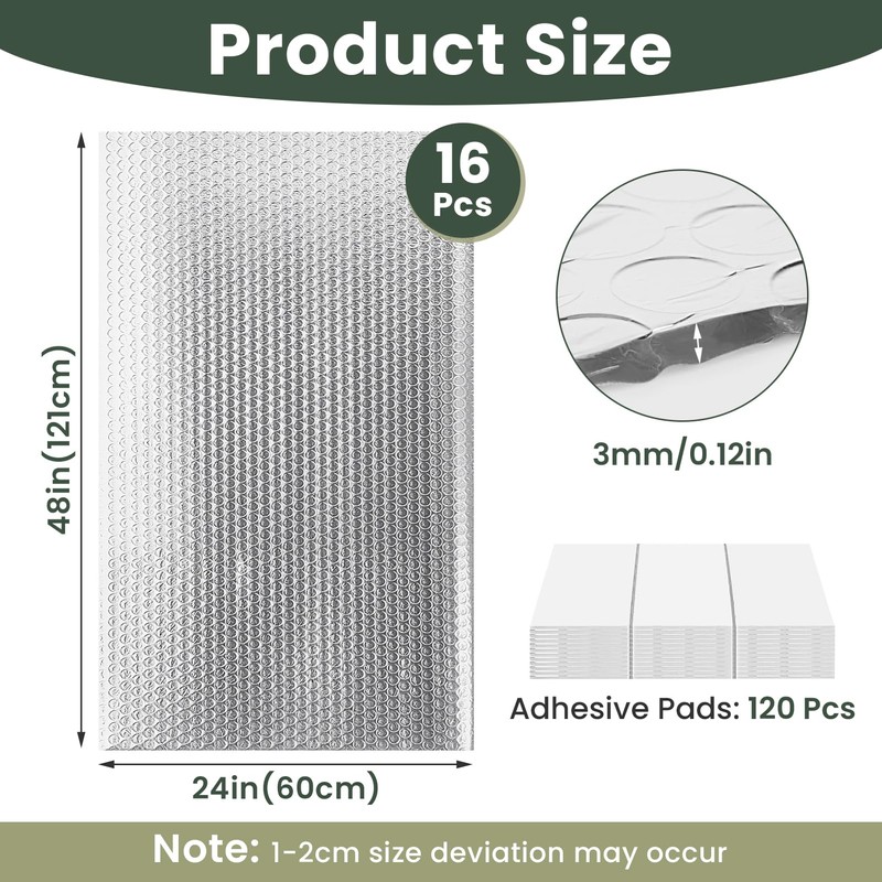16PCS Garage Door Insulation Reflective Foil Panels 24" x 48"