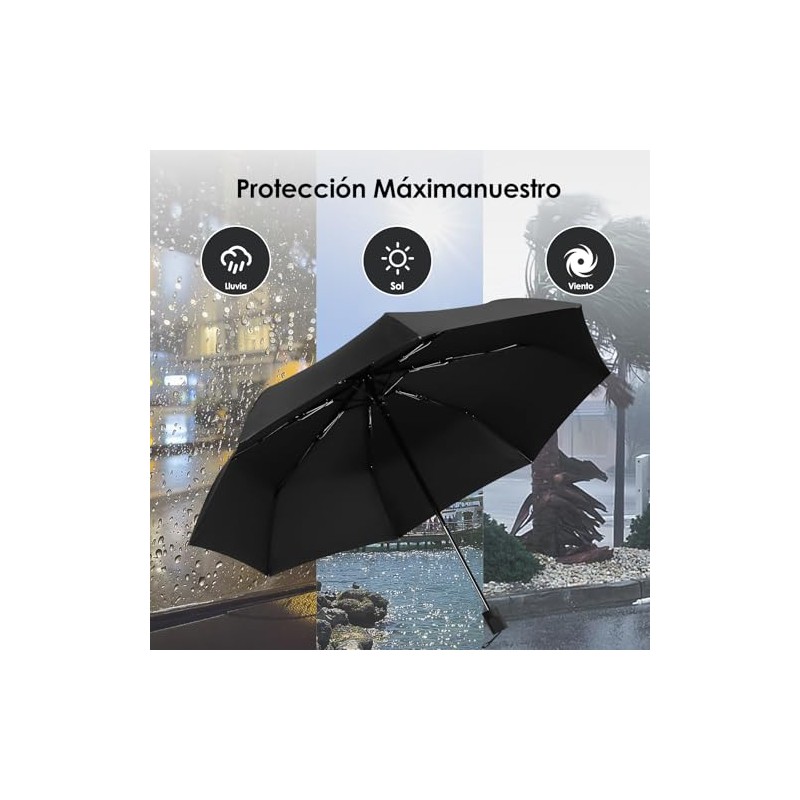 NOVANGUA Paraguas Plegable Manual con 8 Varillas de Acero, Unisex