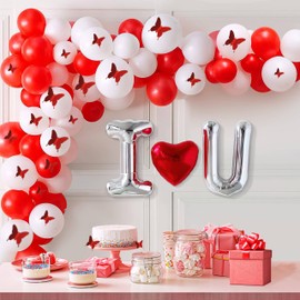 Glitter 3D Butterfly Wall Stickers (36 pcs)– Red Sparkle Butterfly Wall Décor for Bedroom, Living Room, Hallway, Party Decorations, Wedding Backdrop, DIY Wall Art, Removable Peel and Stick